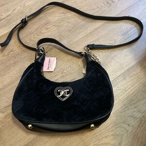 Juicy Couture Black Shoulder Bag with Heart Emblem